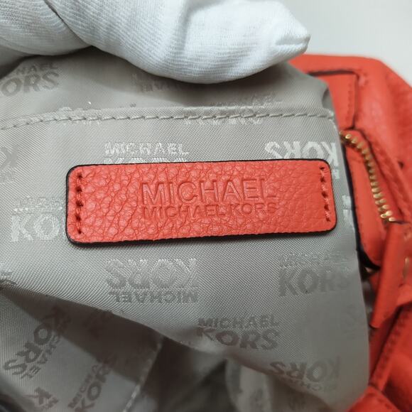 Michael Kors Orange Leather Double Handle Satchel Shoulder Bag - Picture 11 of 16